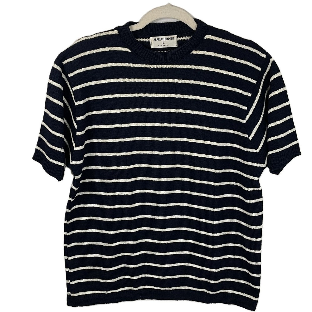 Alfred Dunner Large Made in USA Breton Stripe Short Sleeve‎ Sweater